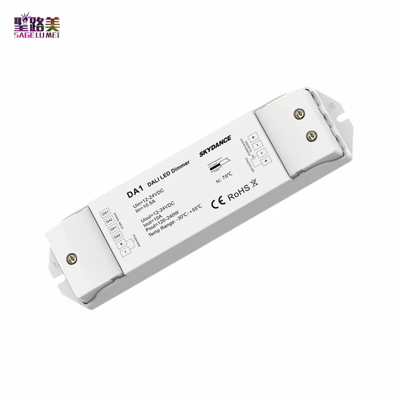 

DA1 1 Channel Constant Voltage DALI LED Dimmer 15A output PMW dimming Push Dim Multiple protection DC 12V -24V LED controller