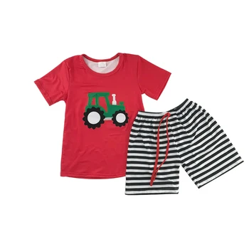 Boy summer short sleeeve sets red color and stripe outfits boutique embroidery boys clothes
Boy summer short sleeeve sets red color and stripe outfits boutique embroidery boys clothes