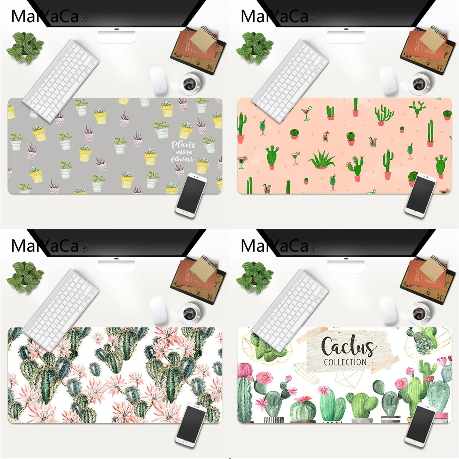 

Beautiful Watercolor cactus plant Laptop Gaming Mice Mousepad Gaming Mouse Pad Large Deak Mat 700x300mm for overwatch/cs go