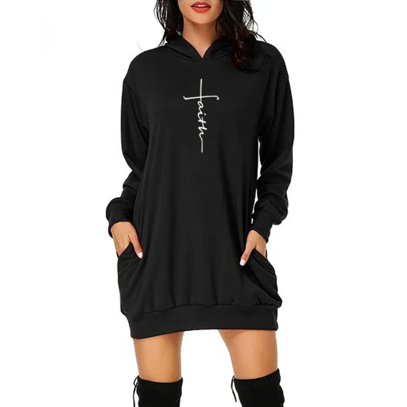 Autumn Winter Hoodies Dress Women Faith Printing Sweatshirt Long Sleeve Pullovers Pocket Casual Warm Oversized Dress Tops s-2XL
Autumn Winter Hoodies Dress Women Faith Printing Sweatshirt Long Sleeve Pullovers Pocket Casual Warm Oversized Dress Tops s-2XL