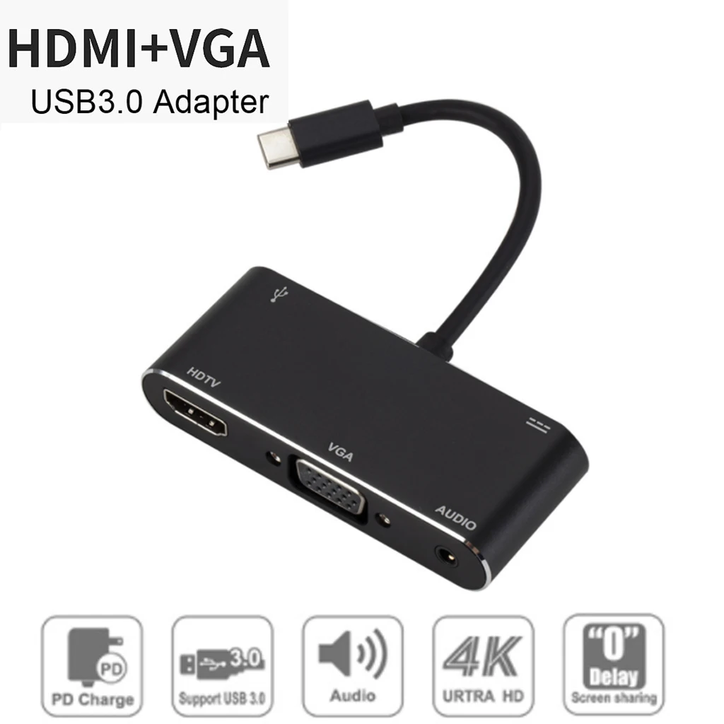 USB C to HDMI VGA Adapter HDMI/VGA/ Audio/USB 3.0 Port+USB C Port (pd) Converter for Macbook Samsung Laptop
USB C to HDMI VGA Adapter HDMI/VGA/ Audio/USB 3.0 Port+USB C Port (pd) Converter for Macbook Samsung Laptop