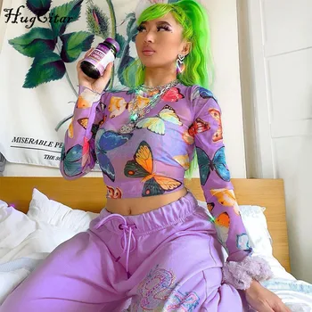Hugcitar 2020 butterfly print mesh see-through sexy crop tops summer women fashion streetwear outfits T-shirts
Hugcitar 2020 butterfly print mesh see-through sexy crop tops summer women fashion streetwear outfits T-shirts