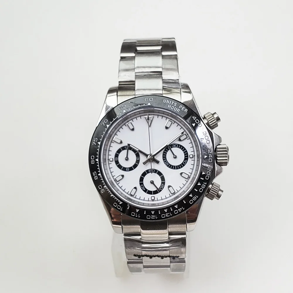 Watch Japan 39MM vk63 Quartz Movement Sapphire Crystal Chronograph Ceramic Bezel Sterile Dial Steel Bracelet D2
Watch Japan 39MM vk63 Quartz Movement Sapphire Crystal Chronograph Ceramic Bezel Sterile Dial Steel Bracelet D2