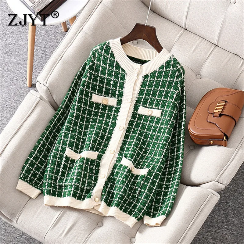 Runway Designer 2019 Fashion Fall Winter Sweaters Women Long Sleeve Casual Loose Plaid Cardigans Knitted Coat Female Outerwear
Runway Designer 2019 Fashion Fall Winter Sweaters Women Long Sleeve Casual Loose Plaid Cardigans Knitted Coat Female Outerwear