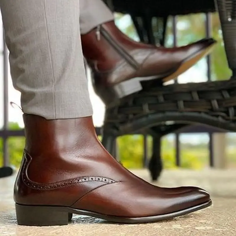 Handmade Men's Pu Leather Boots Zipper Design Fashion Boots Business Boots Casual High Top Quality Low Heel Male Shoes Tv876
Handmade Men's Pu Leather Boots Zipper Design Fashion Boots Business Boots Casual High Top Quality Low Heel Male Shoes Tv876