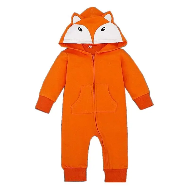 

Spring autumn baby romper cartoon hooded jumpsuit long sleeve rompers for newborn infant toddler boys cheap stuff fox clothes