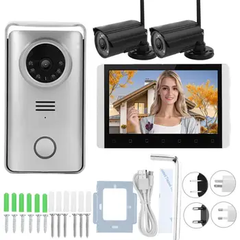 

100-240V 7in TFT LCD 2.4G Wireless Visual Doorbell Night Vision Intercom Security Video Door Phone with 2 Cameras High Quality