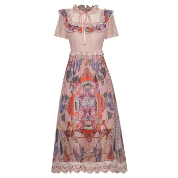 HIGH QUALITY New 2020 Fashion Designer Runway Dress Women's Ruffled collar short Sleeve Lace Ruffles Vintage Print Gauze Dress
HIGH QUALITY New 2020 Fashion Designer Runway Dress Women's Ruffled collar short Sleeve Lace Ruffles Vintage Print Gauze Dress