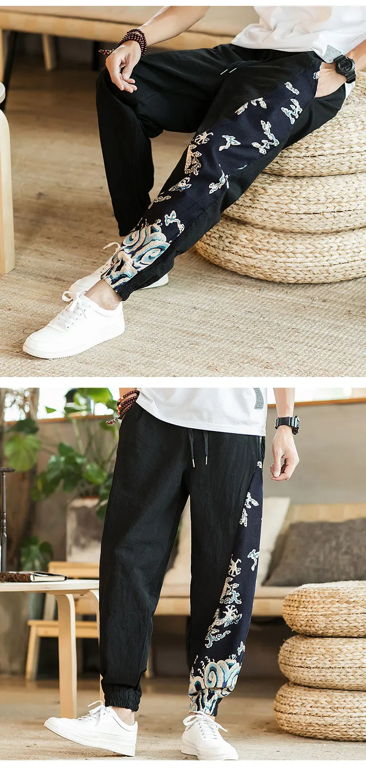Sinicism Store 2019 Man Cotton Linen Pants Mens Summer Ethnic Style Print Patchwork Pants Male Casual Jogger Trousers Sinicism Store 2019 Man Cotton Linen Pants Mens Summer Ethnic Style Print Patchwork Pants Male Casual Jogger Trousers