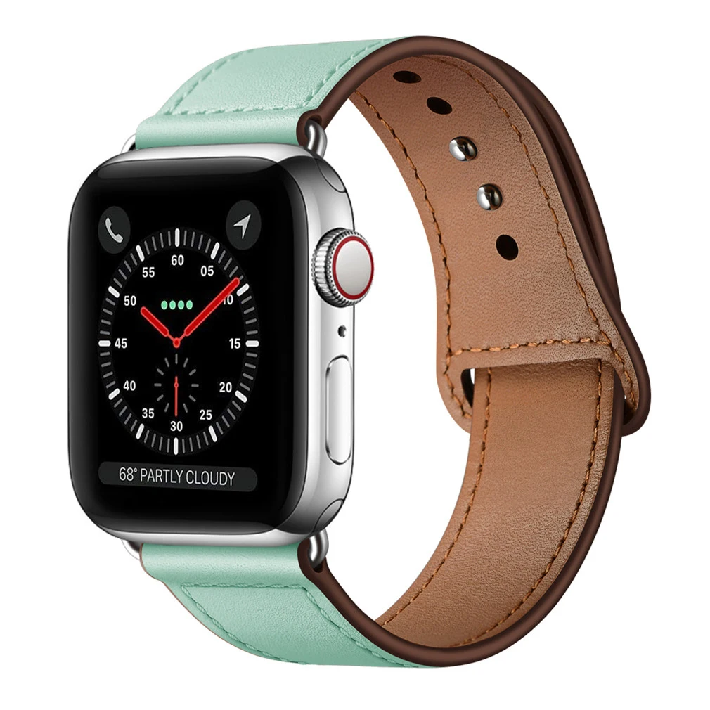 Мятно-зеленый кожаный ремешок для часов Apple Watch Series 5 38 мм 44 VIOTOO iwatch 4 | Наручные часы