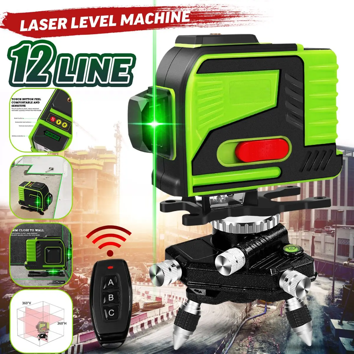 ZEAST 12 Line Laser Level Green Super Powerful 3D Self-leveling 360 Degree Horizontal And Vertical Cross Construction Tools
ZEAST 12 Line Laser Level Green Super Powerful 3D Self-leveling 360 Degree Horizontal And Vertical Cross Construction Tools