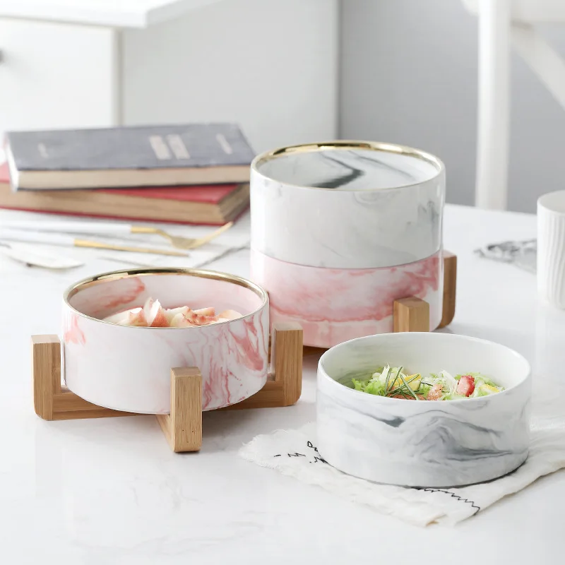 Nordic Marble Ceramic Bowl with Bamboo Rack Holder Stackable Large Salad Fruit Dessert Bowl Cat Pets Bowl Dinnerware 850ml
Nordic Marble Ceramic Bowl with Bamboo Rack Holder Stackable Large Salad Fruit Dessert Bowl Cat Pets Bowl Dinnerware 850ml