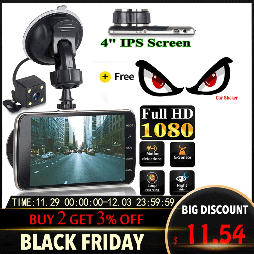 4" IPS Dash Cam Dual Lens Full HD Night Vision Car DVR Driving Recorder Front+Rear Video Recorder G-sensor Parking Mode
4" IPS Dash Cam Dual Lens Full HD Night Vision Car DVR Driving Recorder Front+Rear Video Recorder G-sensor Parking Mode
