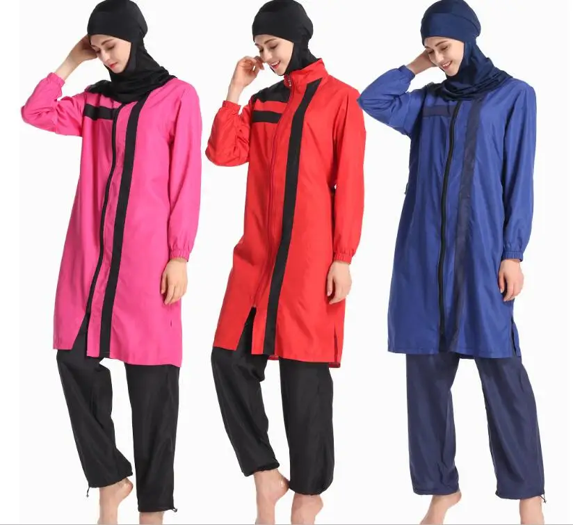Hijab Swimsuit Sharpening Long Sleeve Swim Suits Women Muslim Sportswear Bathing Suit Conservative Zipper Burkini Large Sizes
Hijab Swimsuit Sharpening Long Sleeve Swim Suits Women Muslim Sportswear Bathing Suit Conservative Zipper Burkini Large Sizes