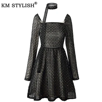 2020 Early Spring Party Mini Dress Mesh Hook Flower Square Collar Black and White Heavy Industry Rhinestone High Waist Bud dress
2020 Early Spring Party Mini Dress Mesh Hook Flower Square Collar Black and White Heavy Industry Rhinestone High Waist Bud dress