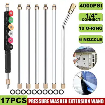 17PCS Upgrade 4000 PSI Pressure Washer Extension Wand Set 1/4" Quick Connecting Coupler Power Washer Lance with Spray Nozzle Tip
17PCS Upgrade 4000 PSI Pressure Washer Extension Wand Set 1/4" Quick Connecting Coupler Power Washer Lance with Spray Nozzle Tip
