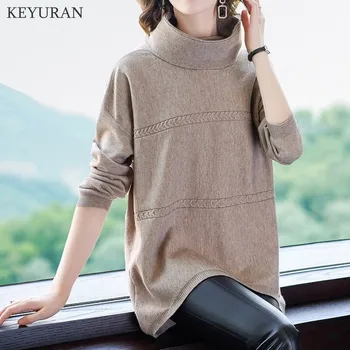 Lady Solid Knitted Sweater Female Pullover Long Sleeve Turtleneck Warm Women Loose Sweater Knit Tops Pullovers Female Jumpers
Lady Solid Knitted Sweater Female Pullover Long Sleeve Turtleneck Warm Women Loose Sweater Knit Tops Pullovers Female Jumpers