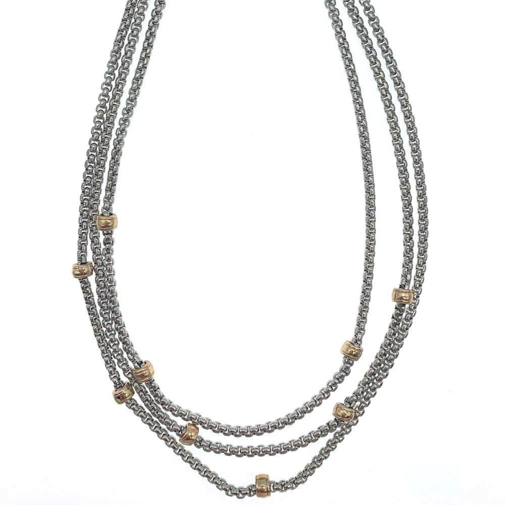 3 Strands of Short Stainless Steel Box Chains Necklace Gold Plated Beads Magnetic Clasp for Women Girls Gifts 18 Inch
3 Strands of Short Stainless Steel Box Chains Necklace Gold Plated Beads Magnetic Clasp for Women Girls Gifts 18 Inch