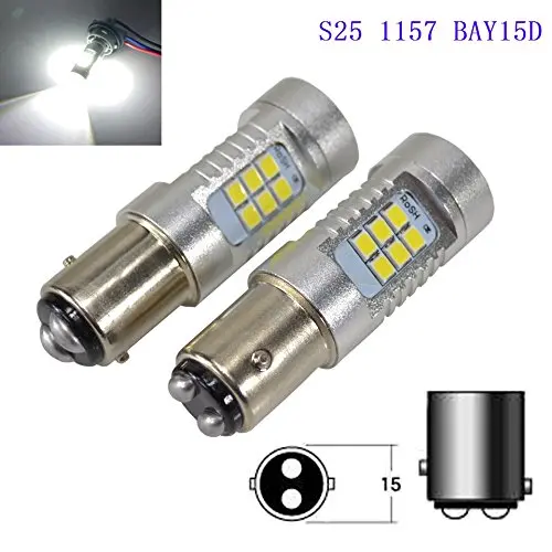 12V-24V 21SMD 2835 LED S25 1157 BAY15D BAY 15D P21/5W Car Bulb White Brake Light Parking Lamp Pack of 2 | Автомобили и мотоциклы