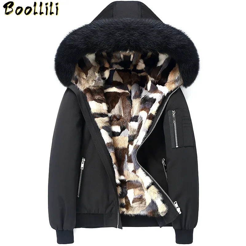 

Fur Boollili Real Parka Short Winter Jacket Men Mink Fur Liner Fox Fur Collar Plus Size Parkas Manteau Homme Hiver