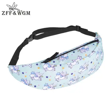 

ZFF&WGm New 3D Colorful Waist Pack for Men Fanny Pack Style Bum Bag unicorn Women Money Belt Travelling waist Bag