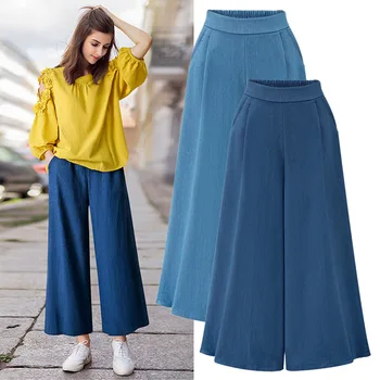 Women ankle-length Jeans Spring Summer Elastic Waist Wide Leg Pants Casual Femme Loose Denim Trousers Big Size
Women ankle-length Jeans Spring Summer Elastic Waist Wide Leg Pants Casual Femme Loose Denim Trousers Big Size