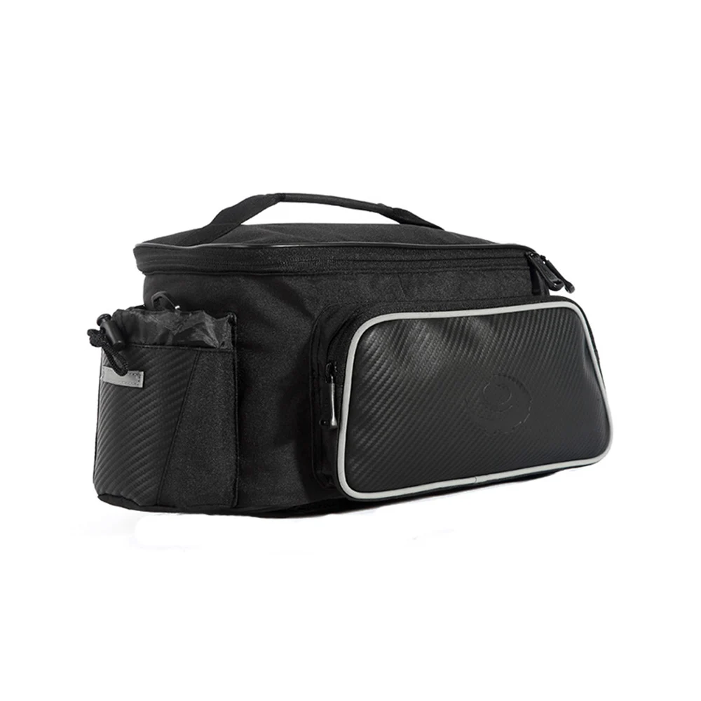 10L Bicycle Rear Rack Bag Carbon Fiber Leather Bike Rear Seat Pannier Large Capacity Cycling Rack Cargo Bags Pouch BC0142 (4)