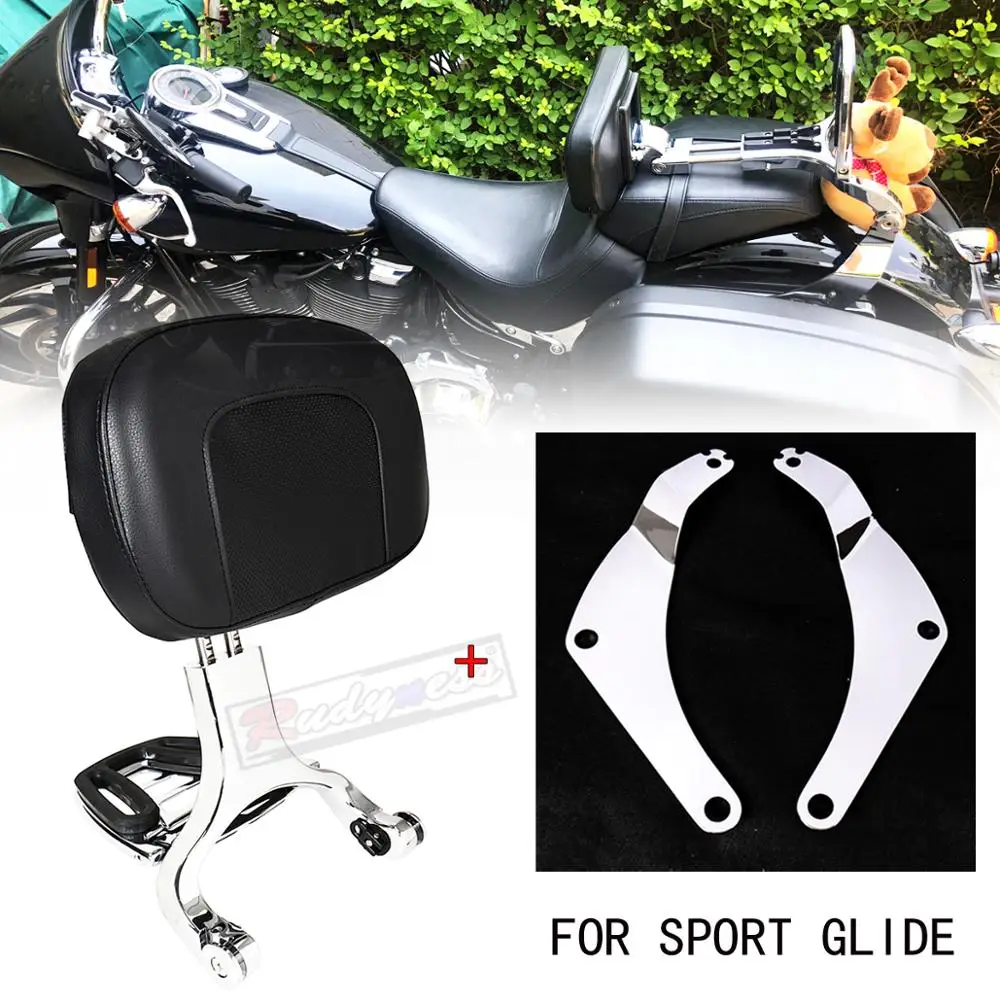 Chrome Fixed Mount&Adjustable Driver Passenger Backrest Fit For Harley 2018-2019 Sport Gilde FLSB Models | Автомобили и