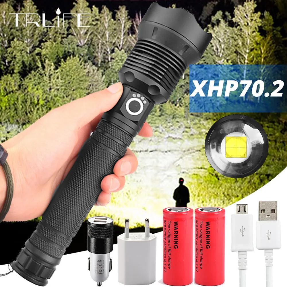 Most Powerful LED Flashlight XLamp XHP70.2 USB Zoomable 3 modes Torch XHP70 XHP50 18650 26650 Rechargeable Battery Flashlight
Most Powerful LED Flashlight XLamp XHP70.2 USB Zoomable 3 modes Torch XHP70 XHP50 18650 26650 Rechargeable Battery Flashlight