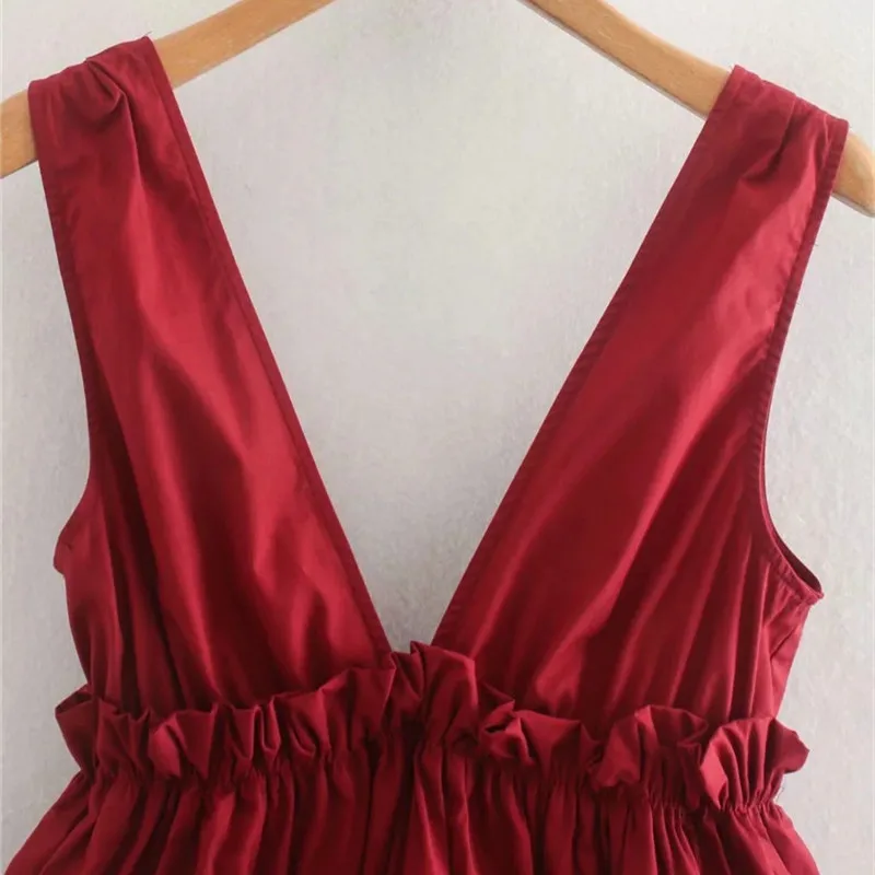 PSEEWE 2020 Women ZA Tops Vintage Cascading Ruffled Hem V Neck Wide Straps Cropped Blouses Solid Color Elastic Waist Blusas PSEEWE 2020 Women ZA Tops Vintage Cascading Ruffled Hem V Neck Wide Straps Cropped Blouses Solid Color Elastic Waist Blusas