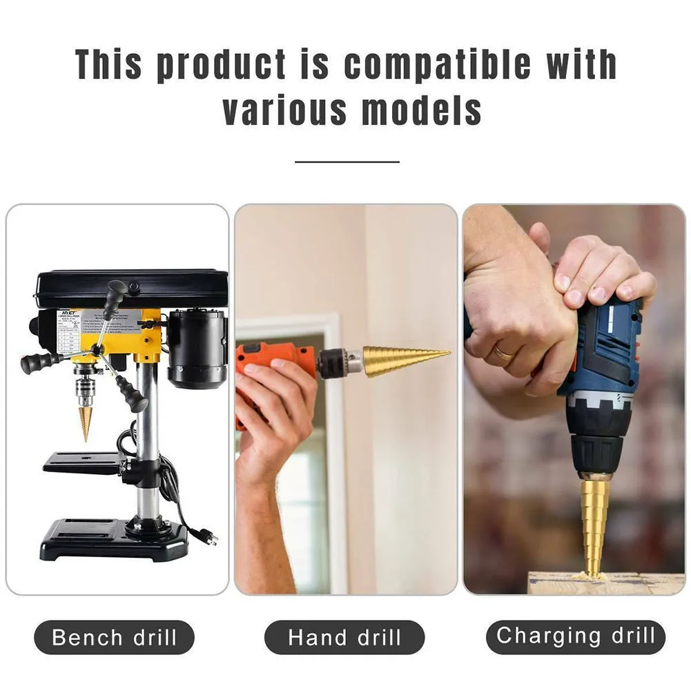 HSS Titanium Hexagon Step Cone Drill Bit Metal Wood Hole Opener Cutter For Steel Brass Wood Plastic Cutting Woodworking Tool
HSS Titanium Hexagon Step Cone Drill Bit Metal Wood Hole Opener Cutter For Steel Brass Wood Plastic Cutting Woodworking Tool