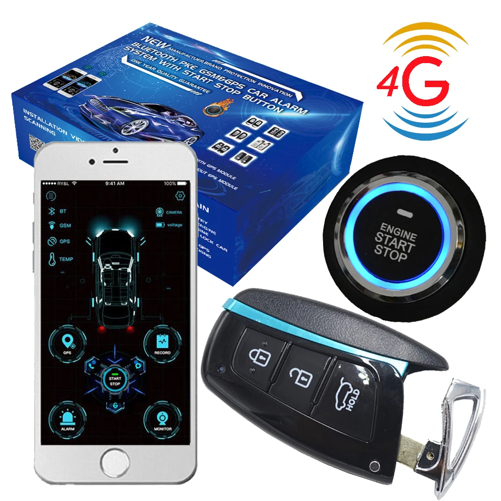 new cardot 4g gps gsm Smart Keyless Entry Pke Remote Starter engine Start Stop Car Alarm system