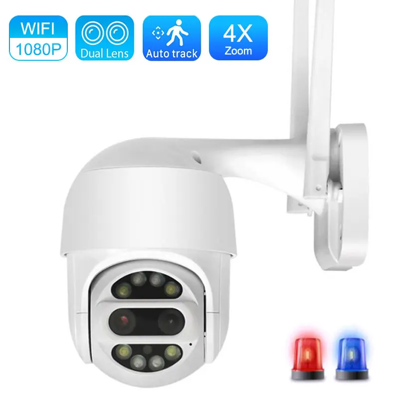 Dual Lens 2MP Auto Tracking Home Security IP Camera 1080P PTZ 4X Zoom Wifi Wireless Monitor CCTV Night Vision IR Security Camera
Dual Lens 2MP Auto Tracking Home Security IP Camera 1080P PTZ 4X Zoom Wifi Wireless Monitor CCTV Night Vision IR Security Camera