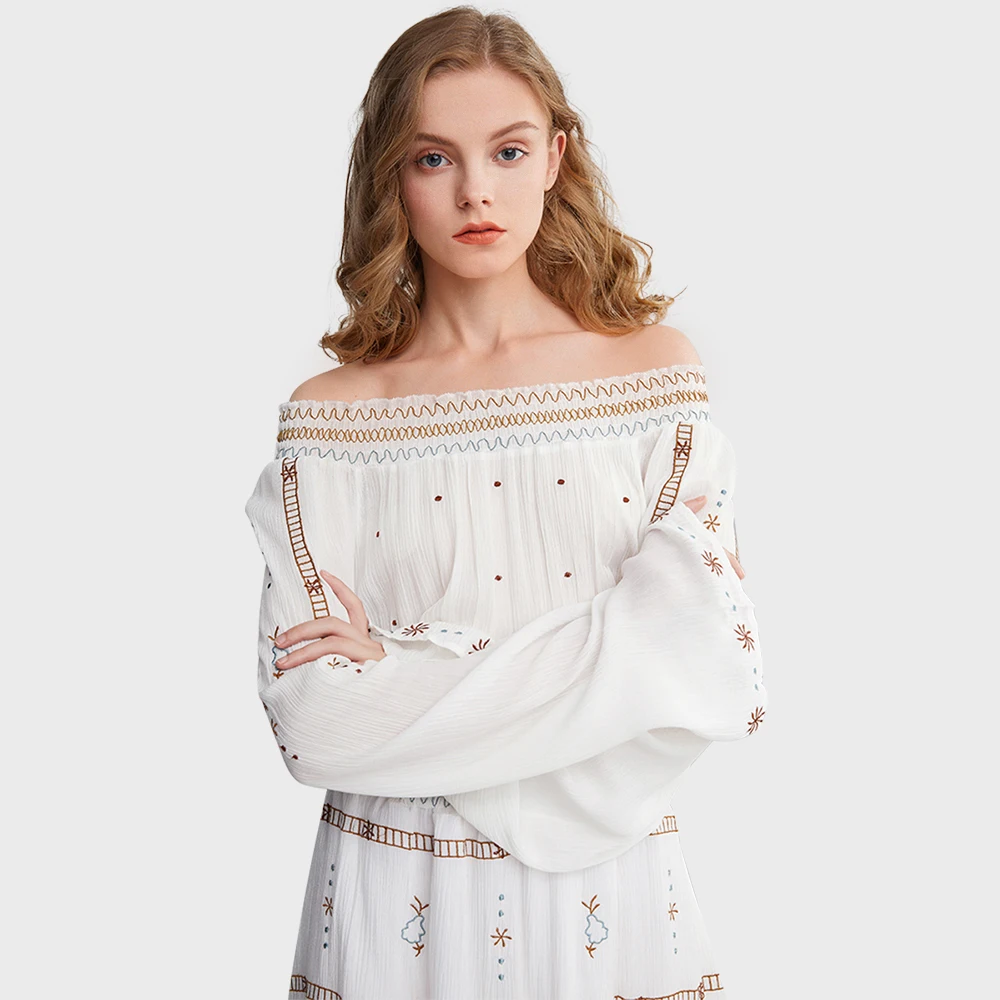 Off Shoulder Embroidery Maxi Dress Long Sleeve Vintage Vestidos Summer Beach Evening Party Boho Casual Clothes 2020 Women Dress
Off Shoulder Embroidery Maxi Dress Long Sleeve Vintage Vestidos Summer Beach Evening Party Boho Casual Clothes 2020 Women Dress