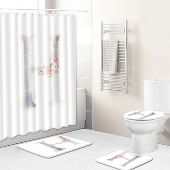 ONGLYP 4pcs Bathroom Curtain Set Flower Letter H-N Shower Curtains with Hooks Non Slip Bath Mat Toilet Cover Rugs Mat Home Decor
ONGLYP 4pcs Bathroom Curtain Set Flower Letter H-N Shower Curtains with Hooks Non Slip Bath Mat Toilet Cover Rugs Mat Home Decor