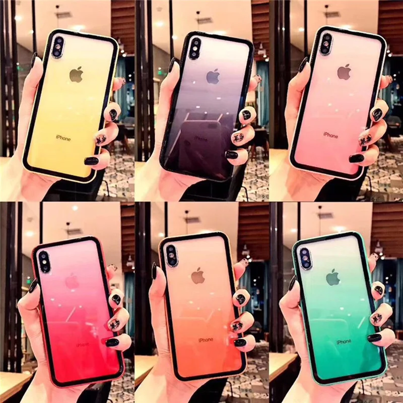 Luxury Gradient Ramp Transparent Tempered Glass Case For iPhone X Xs Max Xr 6 7 8 Plus Colorful Glass Phone Case Cover Fundas
Luxury Gradient Ramp Transparent Tempered Glass Case For iPhone X Xs Max Xr 6 7 8 Plus Colorful Glass Phone Case Cover Fundas