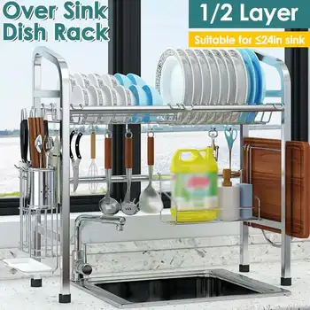 1/2 Tiers Dish Drying Rack Holder Basket Plated Iron Home Washing Great Kitchen Sink Dish Drainer Drying Rack Organizer Counter
1/2 Tiers Dish Drying Rack Holder Basket Plated Iron Home Washing Great Kitchen Sink Dish Drainer Drying Rack Organizer Counter