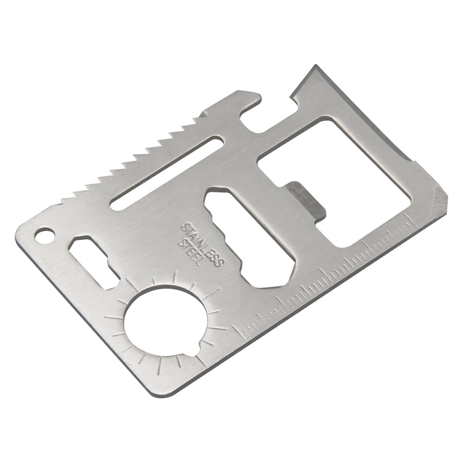 100pcs 11 in 1 Emergency Outdoor Multi Tool Army Marine Military Hunting Survival Kit Pocket Credit Card Knife |