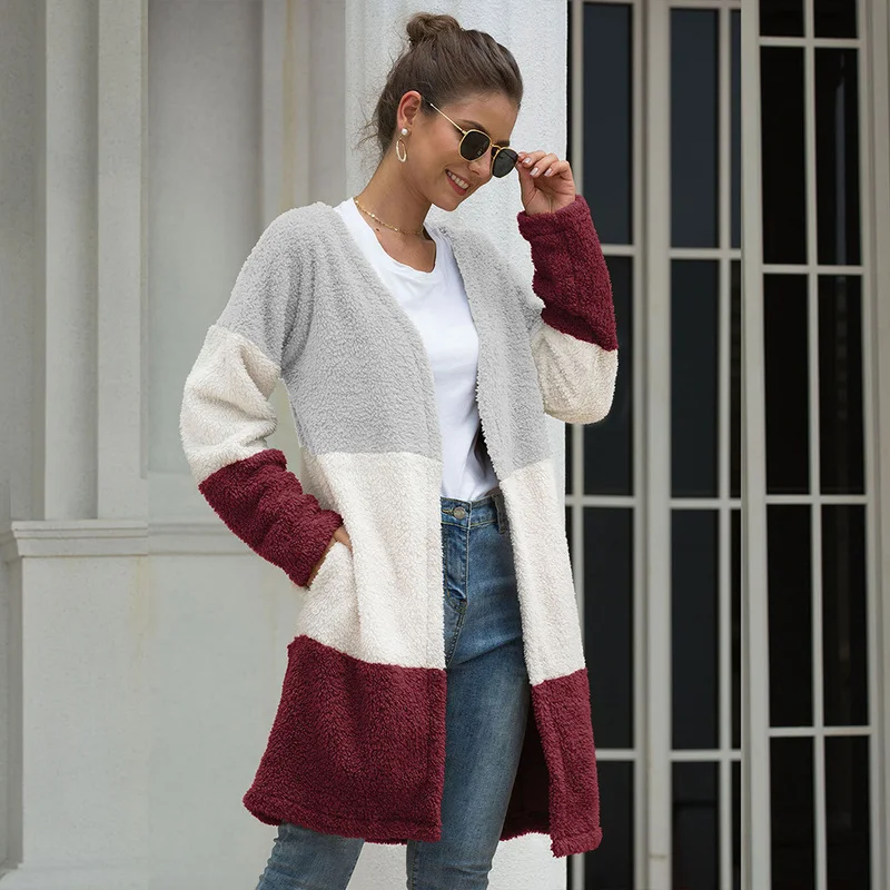 2019 Autumn Winter Fashion Plaid Loose Women Coat V Neck Thicker Outerwear Feminine Warm Hooded Jacket Open Stitch Casual Coat
2019 Autumn Winter Fashion Plaid Loose Women Coat V Neck Thicker Outerwear Feminine Warm Hooded Jacket Open Stitch Casual Coat