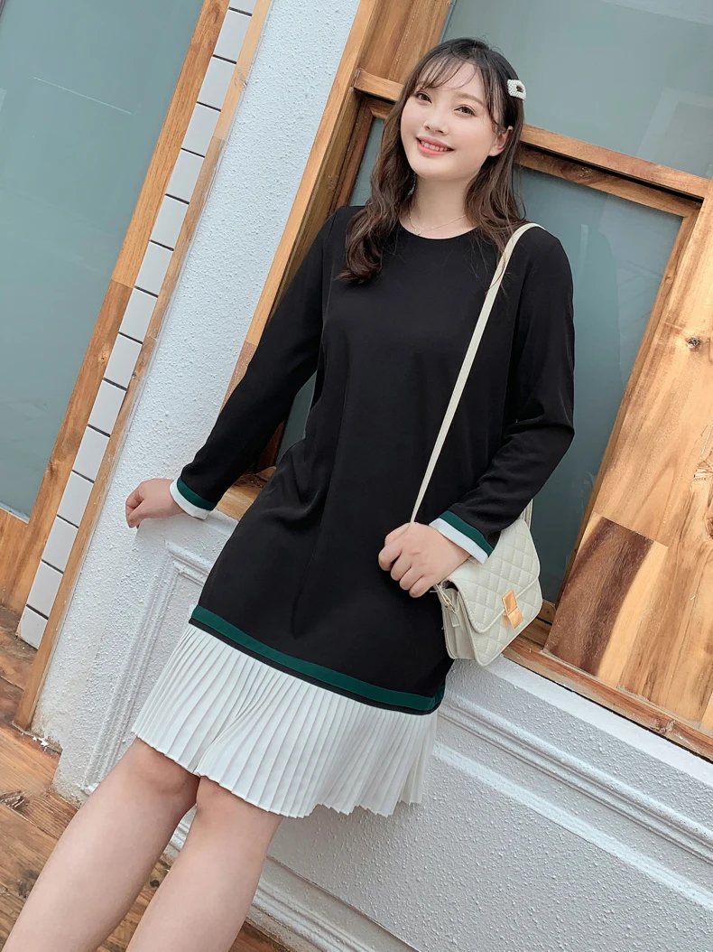 2019 Hot Sale Autumn Black Round Collar With White Plait Dress Women Plus SIze Dress Robe Femme Elegant Dress
2019 Hot Sale Autumn Black Round Collar With White Plait Dress Women Plus SIze Dress Robe Femme Elegant Dress