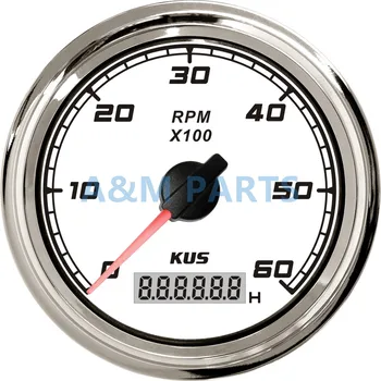 

KUS Marine Tachometer Car Truck Boat Tacho Gauge With LCD Digital Hourmeter Waterproof 0-6000 RPM Speed Ration 0.5-250 85mm