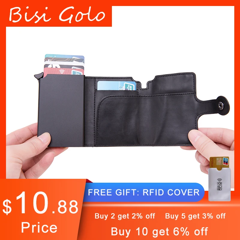 BISI GORO Men RFID Button Credit Card Holder High Quality Metal Aluminum Auto Pop-up RFID ID Card Case Black Wallet Coin Purse
BISI GORO Men RFID Button Credit Card Holder High Quality Metal Aluminum Auto Pop-up RFID ID Card Case Black Wallet Coin Purse