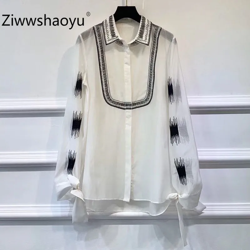 Ziwwshaoyu Women's Autumn High Quality Cotton Yarn Blouse Top Shirt Elegant Bow Lantern Sleeve Embroidery Ladies Blusas Shirt
Ziwwshaoyu Women's Autumn High Quality Cotton Yarn Blouse Top Shirt Elegant Bow Lantern Sleeve Embroidery Ladies Blusas Shirt