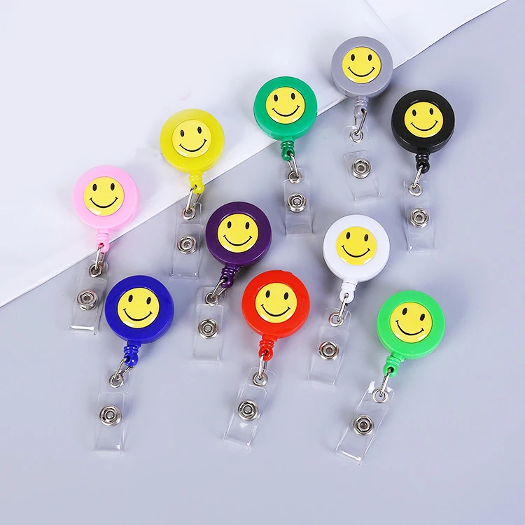 Smiley Face Easy Pull Button ID Department Brand Name Badge Holder Rolling Key Ring Chain Clip School Student Office
Smiley Face Easy Pull Button ID Department Brand Name Badge Holder Rolling Key Ring Chain Clip School Student Office