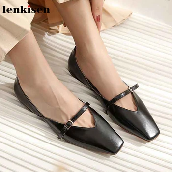 Lenksien vintage Mary janes ladies shoes genuine leather flats with square toe buckle straps solid women simple style shoes L28
Lenksien vintage Mary janes ladies shoes genuine leather flats with square toe buckle straps solid women simple style shoes L28