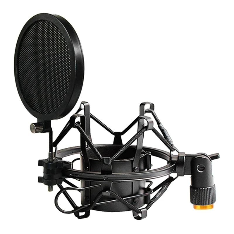MOOL Microphone Shock Mount with Double Mesh Filter Adjustable Anti Vibration High Isolation Metal Mic Holder Clip | Электроника
