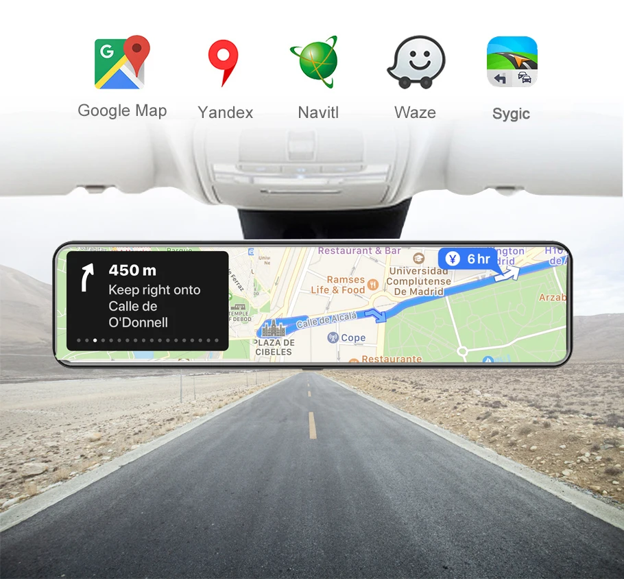 12 дюймов Android 8 1 4G Автомобильное зеркало заднего вида поток медиа GPS Navi Dash Cam