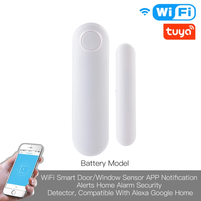 WiFi Smart Door Window Sensor Controlled By Tuya/smart Life APP Notification Alerts Smart Home Alarm Work With Alexa Google Home
WiFi Smart Door Window Sensor Controlled By Tuya/smart Life APP Notification Alerts Smart Home Alarm Work With Alexa Google Home