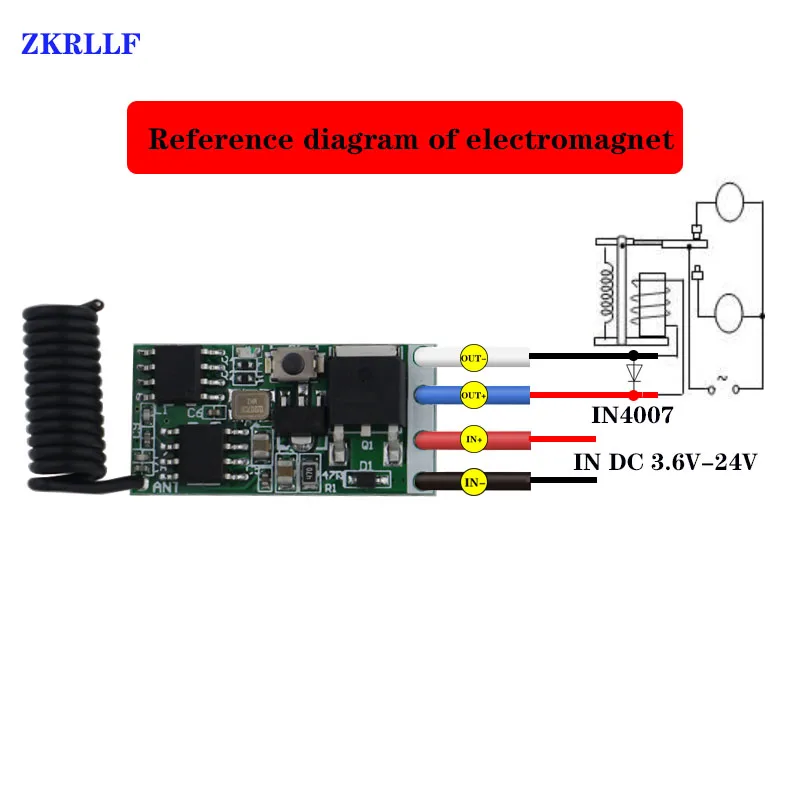 433mhz DC 1CH 3.6V 6V 12V 24V Mini Relay Wireless RF Remote Control Switch Power LED Lamp Controller Micro Receiver Transmitter-3