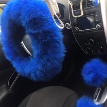 3pcs Wool Car Steering Wheel Cover Gem blue Universal Furry Fluffy Thick Faux Car Decoration Accessories 
3pcs Wool Car Steering Wheel Cover Gem blue Universal Furry Fluffy Thick Faux Car Decoration Accessories